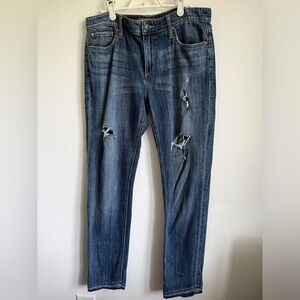 Else Women Boyfriend Cut Distressed Denim Jeans - Medium Blue Wash - US 29